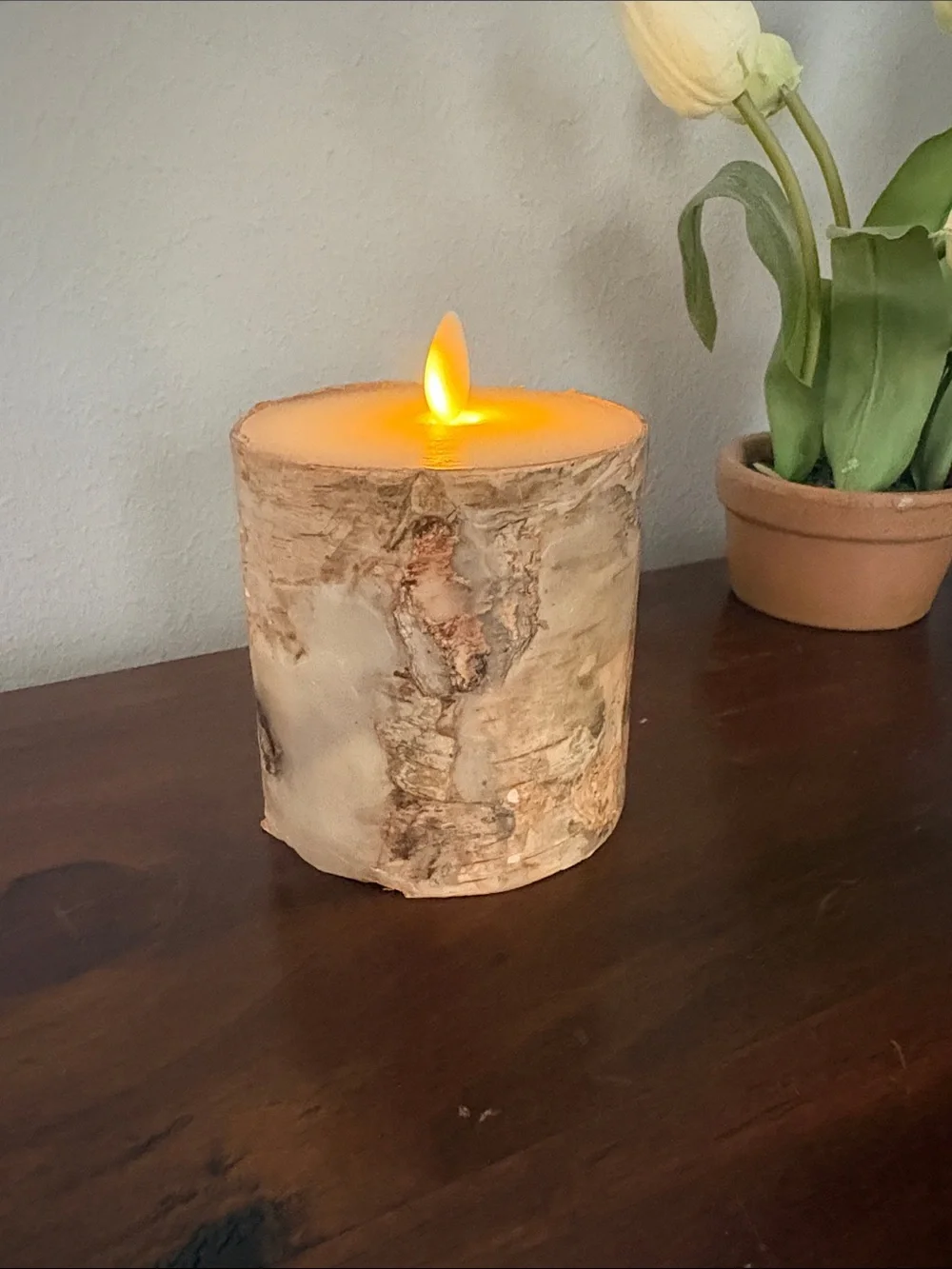 Pottery Barn Flickering Flameless Wax Pillar Candle.